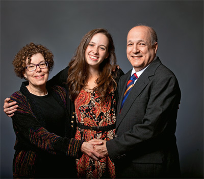 Marta Flaum (L-R),  Megan Schmidt ’17,  and Gary Flaum  