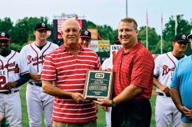 Eric Krupa (right) with Randy Ingle who was inducted into the South Atlantic League Hall of Fame on June 17, 2014.