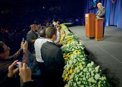 Mikhail Gorbachev gave the inaugural lecture for the Oechsle Center for Global Education before a capacity crowd of 3,600 in the Kirby Sports Center.
