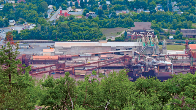 View of the smelting factory taken from the Kittatinny Ridge, looking north with Palmerton in the background