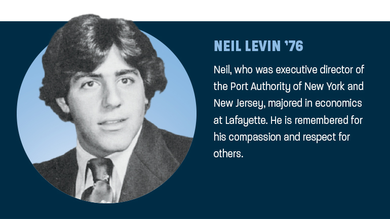 Neil Levin is in a suit and tie in yearbook photo from the 1970s