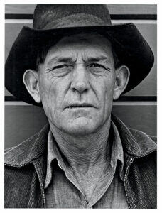 black and white image of a rancher