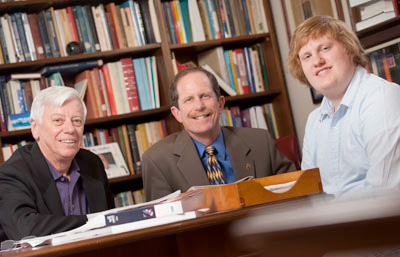 John Kincaid (L-R), David Woglom ’78, and Charles Prutzman ’11.
